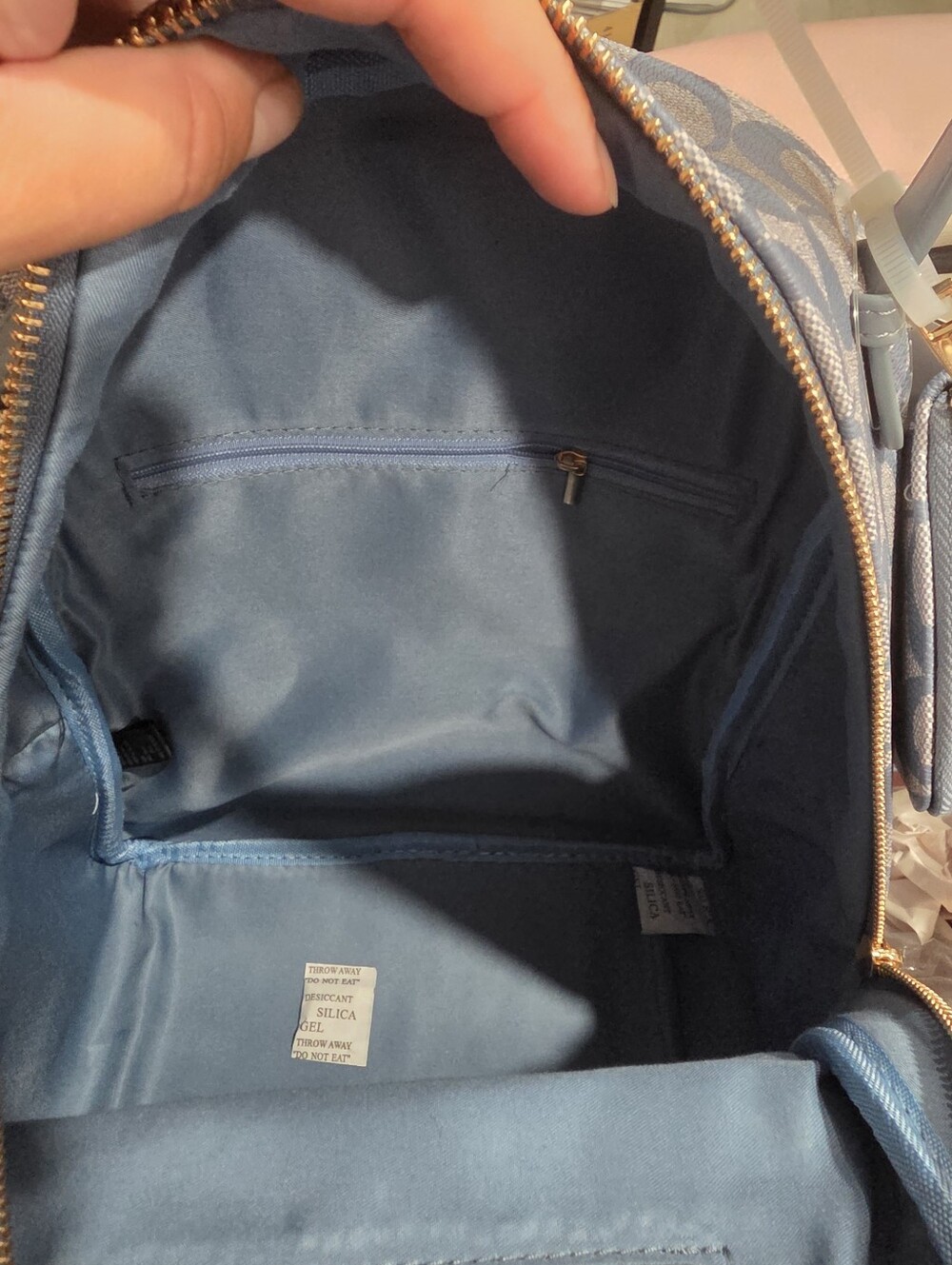 Blue Signature Pattern Mini Backpack with Wallet - Picture 4 of 5